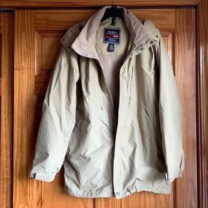 Eddie Bauer Men’s L Tan Weatheredge Hooded Parka